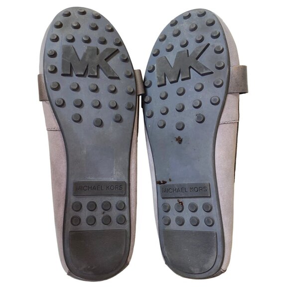 Michael Kors 8.5M Women Loafers Moccasin ME14E Gray Leather Upper Rubber Outsole - Picture 2 of 3